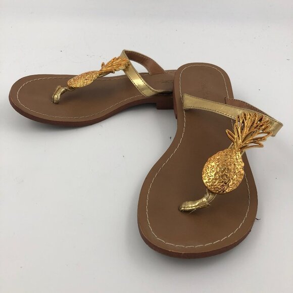 LILLY PULITZER for Target Gold Pineapple Flip Flop Sandals US 6M EUC - Picture 10 of 10